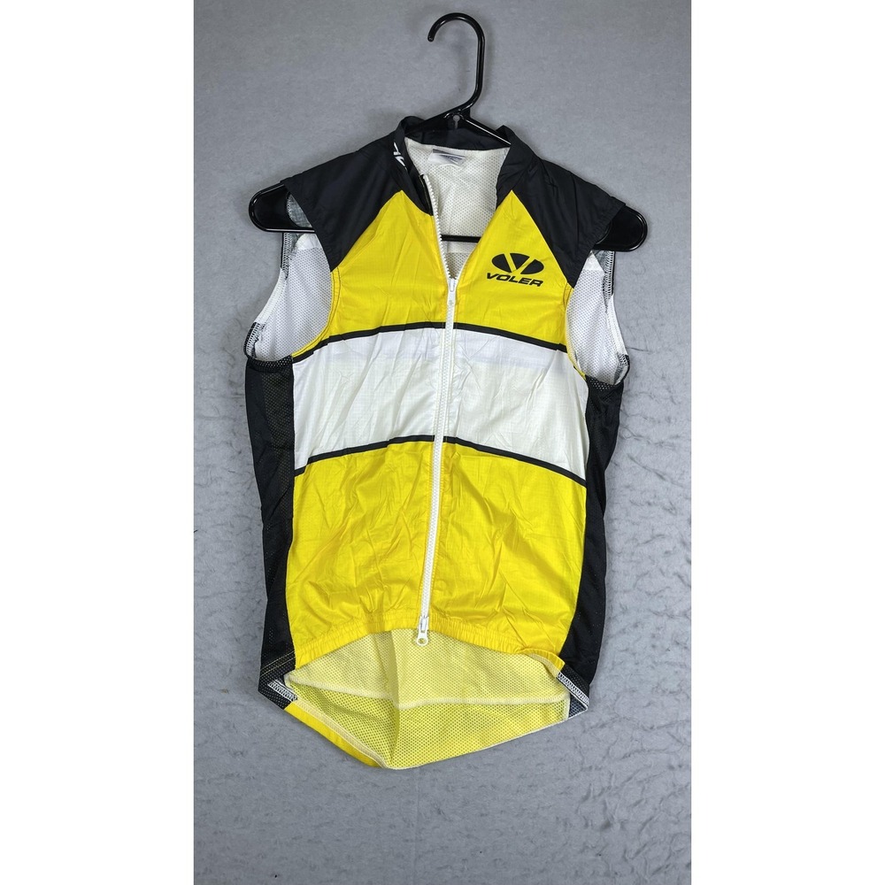 Voler Cycling‎ Vest Mens XX-Small Yellow White Full Zip Wind Made In USA Bike